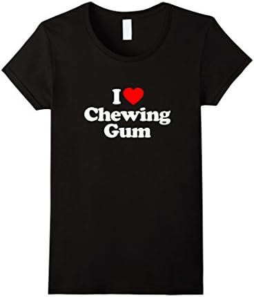 Women's I Love Heart Chewing Gum Funny T-Shirt Medium Black