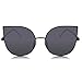 SOJOS Cat Eye Mirrored Flat Lenses Ultra Thin Light Metal Frame Women Sunglasses SJ1022 with Black Frame/Grey Lens