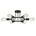 BONLICHT 6 Lights Sputnik Chandelier Light Fixtures Modern Chandelier Lighting Black Semi Flush Mount Ceiling Light Industrial Starburst Style Ceiling Lamp for Kitchen Dining Room Foyer Hallway