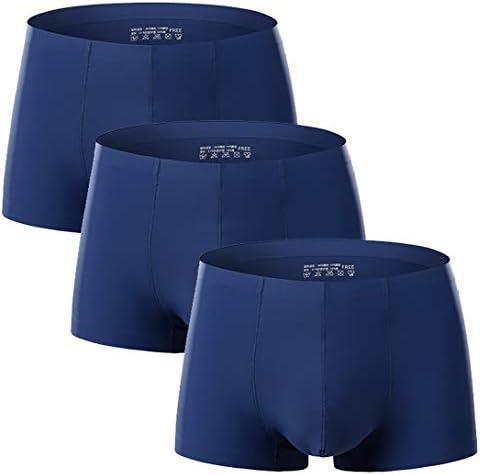 RESTBUY Men's Brief Mens Ice Silk Boxer Traceless Middle Waist 3 Pack Boxer Briefs Breathable Underpants Stretch Super Soft Smooth Solid Color Underwear for Men