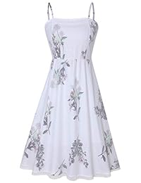 Misjoy - Vestido de mujer ajustable, con correa de espagueti, sin mangas, de malla floral, para fiesta