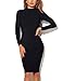 Mokoru Women's Casual Basic Pencil Dress Sexy Long Sleeve Bodycon Midi Club Dress, X-Large, Black