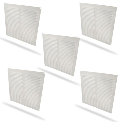 Amig - Set of 5 Square Aluminium Grille | Vents for Air Outlet | Ideal for Kitchen and Bathroom Ceiling | Dimensions: 300 x 300 mm | Colour: White