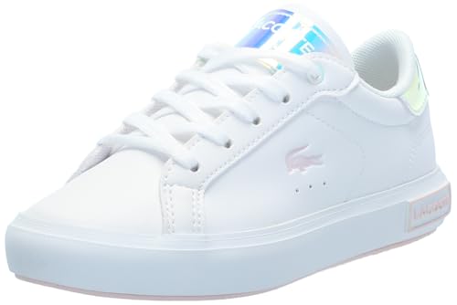 Lacoste Kids Powercourt Sneaker, WHT/LT PNK, 2
