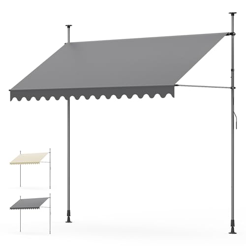YEAUPE PRO Store banne | Store banne de Balcon sans perçage | Manivelle | Protection UV, Hauteur réglable, Imperméables | Gris (300 x 175 cm)