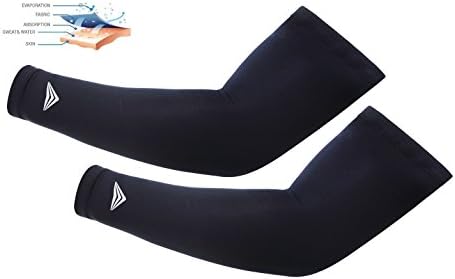 Arm Sleeves UV Cooler Cooling Sleeves Protective Compression for Cycling Golf Baseball Basketball Tattoo Cover Elbow Sleeves - 1 Pair, Black