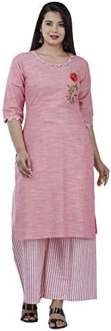 Sanganeri Kurti Women’s Cotton Embroidered Kurta with Printed Pant Set (Pink) Sanganeri Kurti Women’s Cotton Embroidered Kurta with Printed Pant Set (Pink)