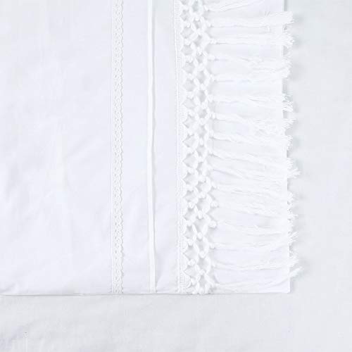 YINFUNG Tassel Pillow Shams Boho King Macrame White Pillowcase Fringe Set of 2 Cute Elegant Crochet Tufted Pretty 100% Cotton Romantic 20x36 Large Pillow Cover - Thumbnail 4
