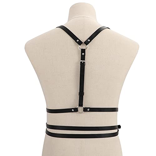Women\'s Body Harness Vest, Punk Leather Waist Belts for Cosplay Dress up