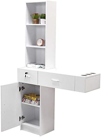 Wall Mount Beauty Salon Spa Mirrors Station Hair Styling Station Desk White