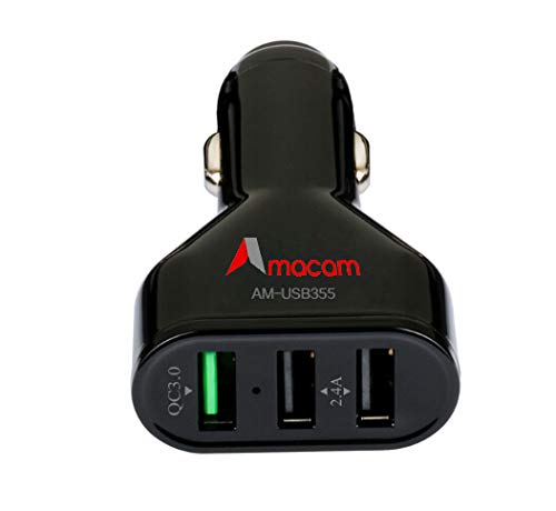 Car Charger Fast USB Charging - Premium 3 Way White USB Adaptor with 2 x Type A & 1 x Type C. Suitable for iPhones, iPads, Android Devices, Tablets etc Intelligent Sensing and High Speed.