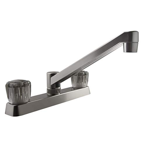 Dura Faucet RV Kitchen Faucet with Smoked Acrylic Crystal Knobs for Recreational Vehicle, Trailers, Motorhomes, 5th Wheels and Campers (Brushed Satin Nickel) - Thumbnail 5
