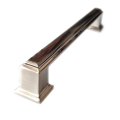 Set of 6 Art Deco Style Handles in Brushed Satin Nickel Finish – Boss Bar Bow Handles 128mm, 192mm, 288mm – Kitchen Cabinet & General Furniture Handles by FFF (128mm Between Fixings)