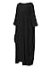 Celmia Women's 3/4 Sleeve Round Neck Solid Loose Long Maxi Dress Cotton Gown with Side Pockets Black L