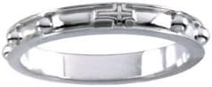 18k White Gold Rosary Ring with Raised Borders Size 4.25
