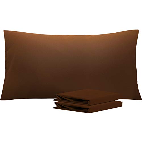 NTBAY Microfiber Plain Pillowcases, 2 Pack Soft Anti Wrinkle and Stain Resistant Envelope Closure King Pillow Cases, 50x90 cm, Coffee — image 1