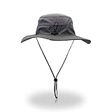 EasyOh Fishing Hat Outdoor UPF 50+ Waterproof Boonie Hat Summer UV Protection Sun Caps for Men/Women-Grey