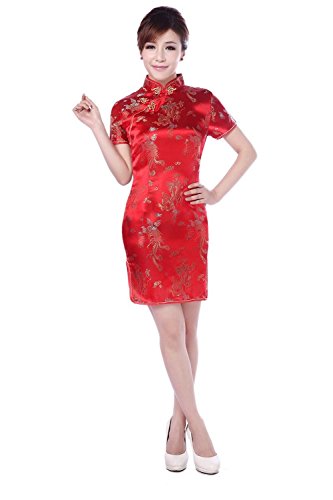 AvaCostume Women's Chinese Dragon Phoenix Qipao Cheongsam Embroidery Dress
