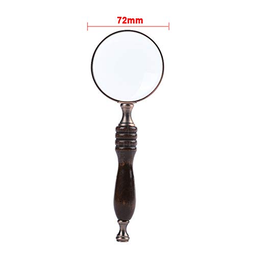 Magnifier,10X Vintage Ebony Handle Magnifying Glass Antique Sandalwood-Free Lens Suitable to View Books,Newspapers,Magazines,Maps,Jewelry,Hobbies and Crafts.(72mm,Dark Coffee) - Thumbnail 2