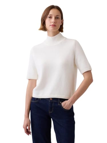 GAP Women's Cashsoft Mockneck Pullover Sweater Ivory Frost L at Amazon