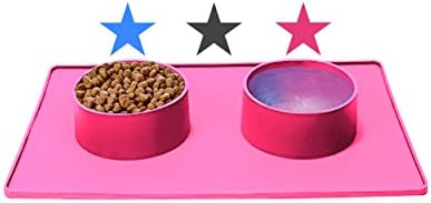Dog Food Mat with Bowls – All in One Easy Feeding Station for Large or Small Pets – No Tip and No Spill – Elevated Pet Feeders - Non-Slip Mat for Bowl for Dogs and Cats – in 3 Colors