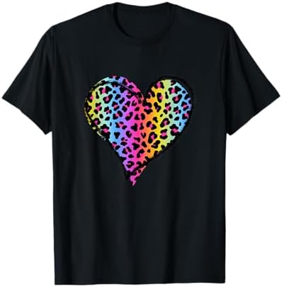 Amazon.com: Cool Cheetah Leopard Print Heart T-Shirt T-Shirt