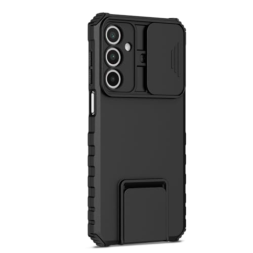 PANXIYUE Case for Samsung Galaxy A36 / A56, Slide Protection Case for the Camera, with 360 Degrees Full Body Anti-Shock, Anti-Scratch Protective Bumper Silicone and Armor Stand, Black