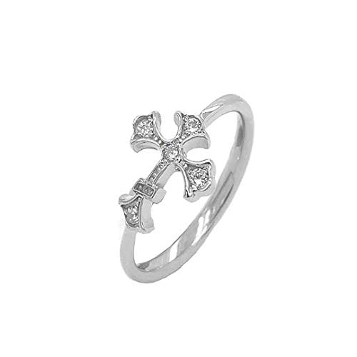 Solid Sterling Silver Eastern Orthodox Diamond Cross Statement Ring