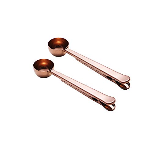 Coffee Scoop Clip, Stainless Steel 2 in 1 Long Handle Spoon with Bag