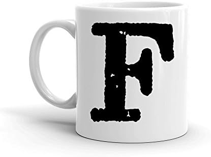 Initial Mug - Letter F - 11oz / 15 oz Ceramic Cup - Gift for Boss or Co-Worker - Right-Handed or Left-Handed Mug