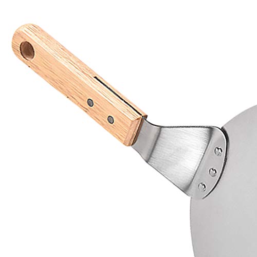 Pizza Ronde Spatel met houten handvat Cake Pizza schraper Peel Stainless Steel Paddle, Groot, zhibeisai - Afbeelding 5