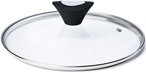 ETHDA Tempered Glass Lid, Fits 11 inch Cookware, Universal Replacement For Frying Pan,Pot,Cast Iron Skillets,Wok, Round, Clear, with Steam Vent Hole, Bakelite Handle Knob (28cm)
