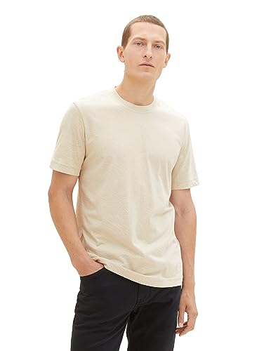 TOM TAILOR Men's T-Shirt, 32453 - Line Design Alfalfa Beige, S