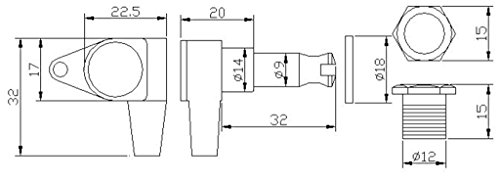Gourd Bass & U-Bass Series Locking Tuners, Gear Ratio 1:18 (2+2) - Thumbnail 3