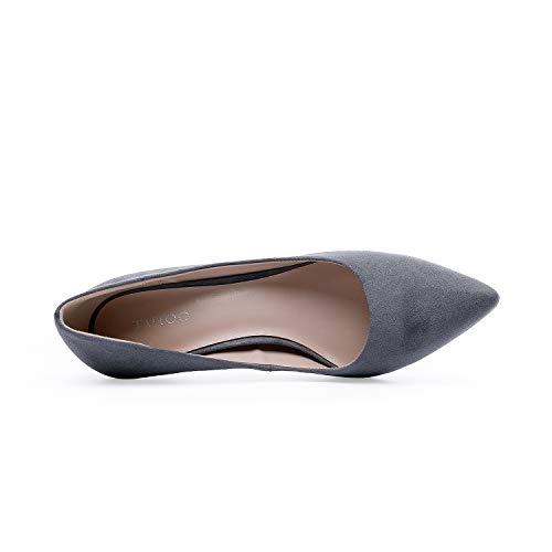 TIHOO Women's Classic Pointed Toe High Heel Dress Pumps Slip On Basic Shoes (6 M US, Grey)
