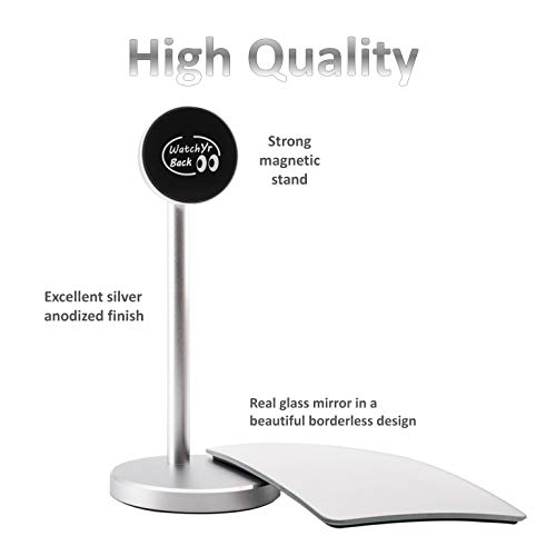 Desk and Cubicle Mirror to See Behind You, Silver Stand with Detachable