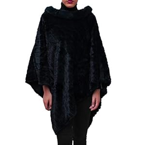 Glamexx24 Elegante winterbontponcho, ronde hals, jas, dikke cape, warm van gebreid bont