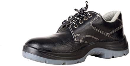 Safewell Conquer Double Density Work Safety Shoes Steel Toe Puncture Proof, Moisture Absoption Lightweight Leather Non-Slip Industrial & Construction Outdoor Protection Footwear for Men (9, Black)