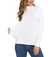 YYA Women's Long Sleeve Turtleneck Lightweight Tops Basic Soft Pullover Mock Neck Shirt