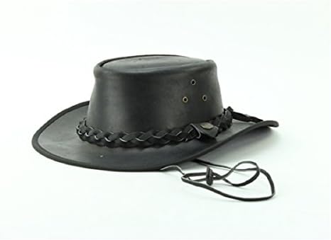 Lucky Trails Men's Braided Band Leather Cowboy Hat (Small, Black)