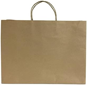 Metrogalaxy 16"X6"X12" Big Kraft Paper Bags, Party Bags, Shopping Bags with Handles, Color: Brown Bags, 50PC
