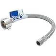 Eastman 12 Inch Steel-Flex Braided Toilet Connector, 7/8 Inch Ballcock x 1/2 Inch Compression, Stainless Steel Toilet Supply Line, 48114
