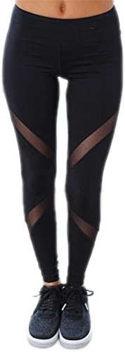 GYMIC Women Lycra Cotton Mesh Slim Patchwork Sexy Fitness High Waist Jogger Pants Black M