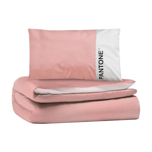 Osama Home Pantone™ - Parure de lit Simple en Coton pour Couette 1 Personne composée de Housse de Couette 155 x 200 cm Rabat 40 cm + taie d'oreillers pour lit 50 x 80, Parure de lit Simple