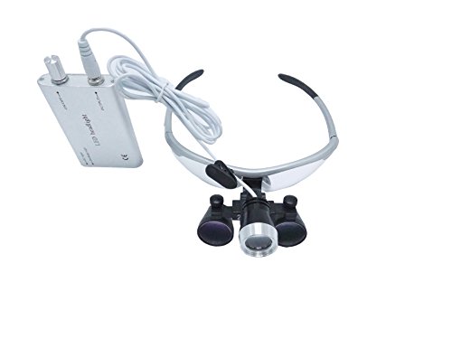 Dental Surgical Binocular Loupes 2.5X420mm Optical Glass + 3W LED HeadLight Silver by Purple-Violet