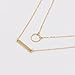 Boosic Circle & Bar Pendant Double Layer Necklaces for Women, Golden