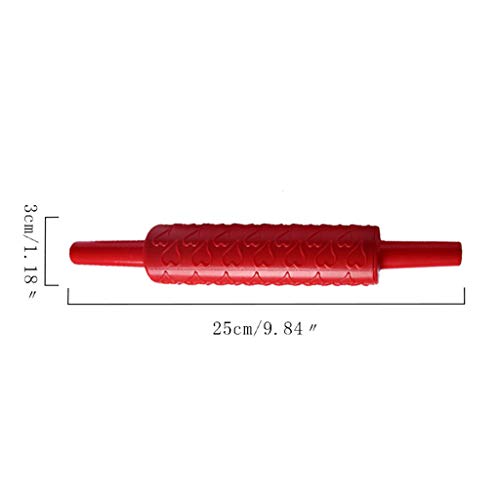 Wenini Plastic Rolling Pin Embossing Baking Pastry Roller Decorating Mold Tool for Fondant Cakes, Sugar Paste, Petal Paste, Candy, Marzipan (Red) - Thumbnail 5