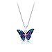 BLING BIJOUX Jewelry Blue Crystal Monarch Butterfly Silver 925 Pendant Necklace for woman and girls