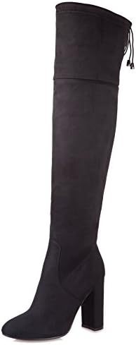 BALDI Women's Clonoe T Red/Black Above Knee High Top Slipon Boots With Zip (EU 37/US 6.5, Black)