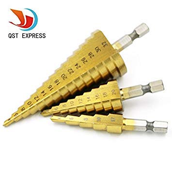 Generic qstexpress 3Pcs HSS Step drill bit set Titanium drill bit Set Drill hole 4-32mm 4-20mm 4-12mm